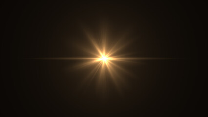 金色のキラキラ輝く光のエフェクト、レンズフレア