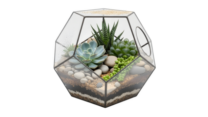 Succulent Terrarium, isolated on transparent background