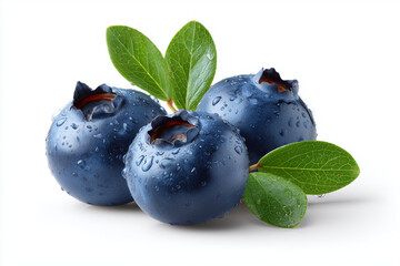 Obraz premium blueberries with leaves isolated on a white background