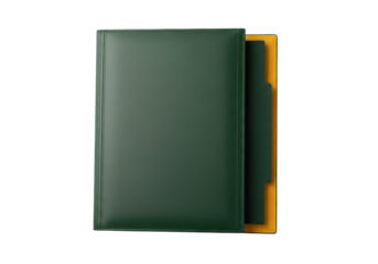 Isolated green file folder, business organizer, administrative supplies, desk supplies