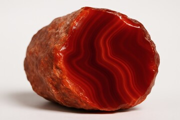 Carnelian Stone Cross Section Isolated on White Background for Jewelry and Gemstone Photography