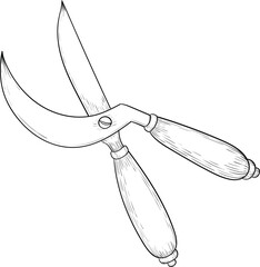 Black and white ink style vector illstration of gardening tools and supplies. Spring mood engraving for packaging, cards and decorative purposes