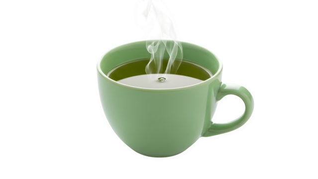 Steaming Green Tea Cup, isolated on transparent background