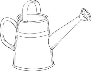 Black and white ink style vector illstration of gardening tools and supplies. Spring mood engraving for packaging, cards and decorative purposes