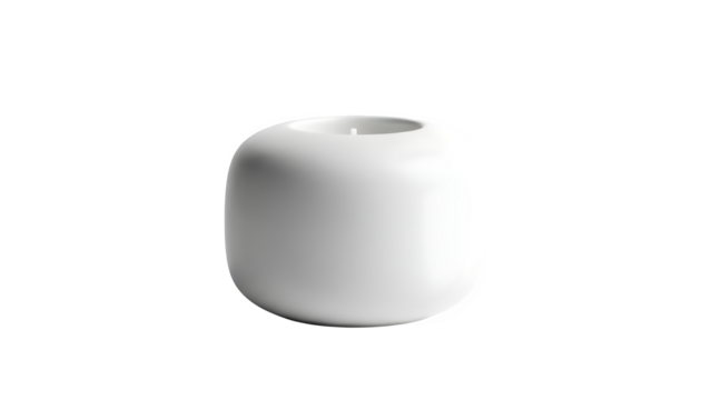 White Ceramic Candle Holder, isolated on transparent background