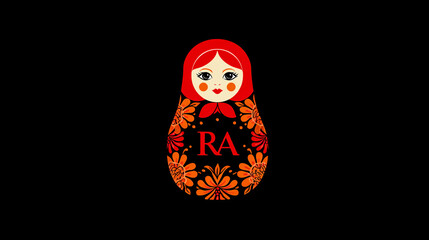 Vector logo of a matryoshka doll, on a black background