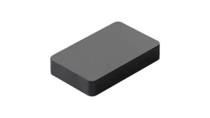 Gray rectangular block with rounded edges isolated on transparent background