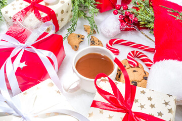 Christmas fluffy background with tablet pc