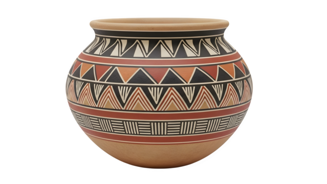 Southwestern Pottery Jar, isolated on transparent background