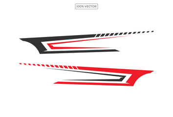 Sports stripes, car stickers. Racing decals for tuning set. Vector illustration