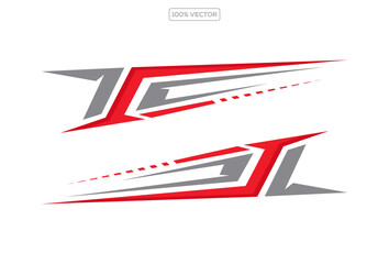 Sports stripes, car stickers. Racing decals for tuning. Abstract Car decal design vector
