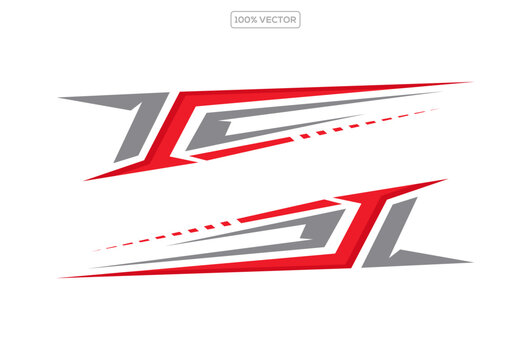 Sports stripes, car stickers. Racing decals for tuning. Abstract Car decal design vector