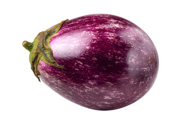 A single ripe eggplant is showcased against a stark black background