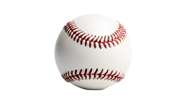 A pristine white baseball with visible red stitching against a black background