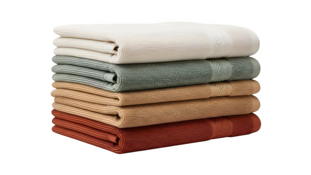 Stack of Folded Towels, isolated on transparent background