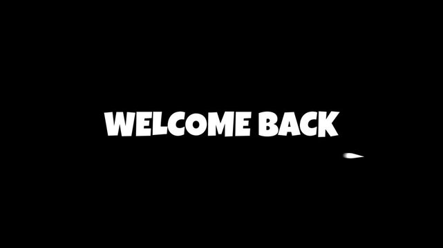 Dynamic &ldquo;welcome back&rdquo; text animation with clean motion and a transparent background. Perfect for intros, announcements, transitions, and modern visual projects.