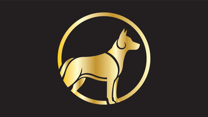 Golden Dog in Circle Logo
