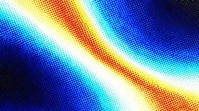 Colorful abstract pattern featuring vibrant blue, orange, and yellow hues with a dotted texture.