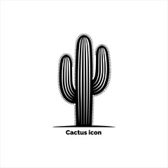 Cactus icon silhouette isolated on white background, simple succulent plant pictogram for desert, nature, western, and arid landscape vector illustration.