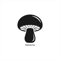 Mushroom icon silhouette isolated on white background, simple fungus pictogram for nature, forest, food, cooking, and woodland plant vector illustration.