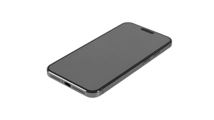 Modern smartphone with dark screen isolated on transparent background