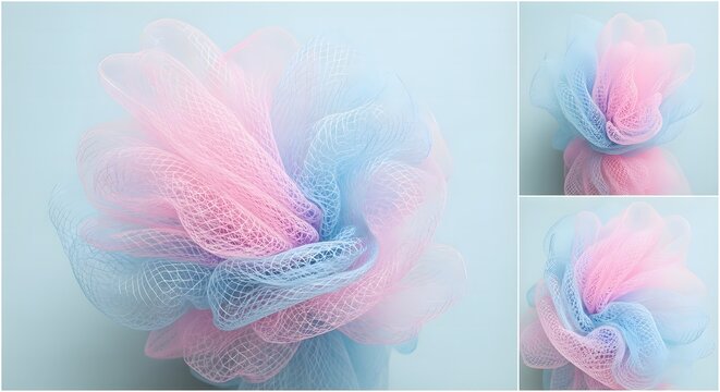 Soft pastel pink and blue cotton candy swirls