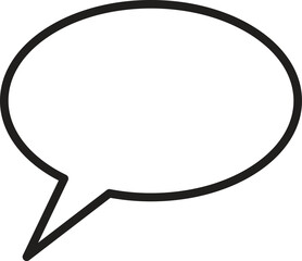 Outline of an empty oval speech bubble isolated on white background