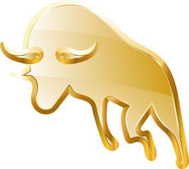 Bull gold icon. Isolated on transparent background.