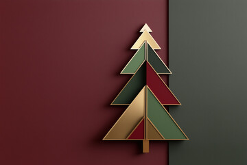 Modern Christmas tree decoration in geometric style with colors  