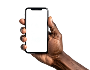 Hand holding a smartphone with a blank white screen (1)
