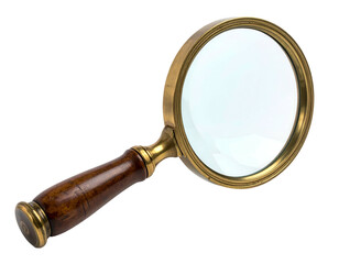 Ornate magnifier with wood handle and brass rim