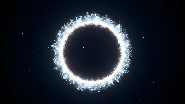 Spectacular view of a total solar eclipse with the suns corona glowing brightly around the dark lunar disk against a deep black sky