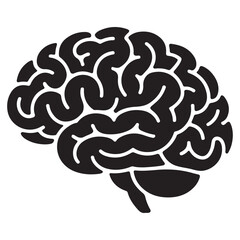 Brain silhouette icon in black and white minimal design on clean white background

