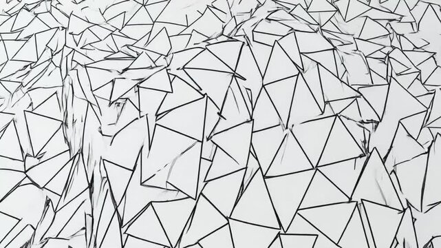 Continuous animated triangle pattern with flowing line distortions. Minimalistic black-and-white style with subtle texture noise removed. Slow breathing motion creates futuristic UX atmosphere