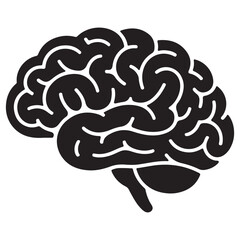 Brain silhouette icon in black and white minimal design on clean white background
