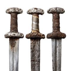 Naklejka premium Collection of ancient swords showing wear and historical significance. or transparent background