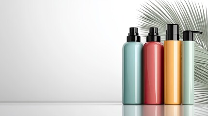 Realistic Industry Advertisement Luxury Stylish Bottles of Cosmetic Products on Reflective Surface