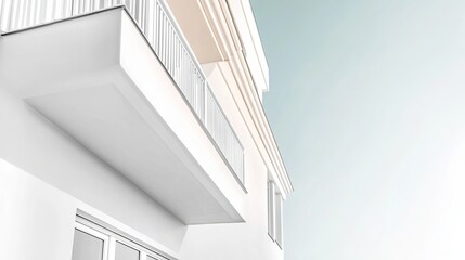 Realistic Industry Advertisement Luxury Modern Minimalist Architecture with White Facade and Sky Background