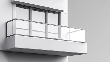 Realistic Industry Advertisement Luxury Modern Balcony Design with Glass Railing and Minimalist Aesthetic