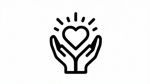 Heart in Hands Line Animated Icon