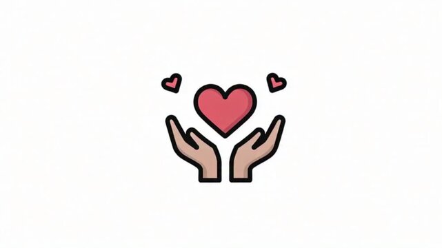 Heart in Hands Line Animated Icon