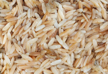 Close Up of Cooked Orzo Pasta Delicious Food
