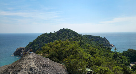 View from Sun Suwan 360 Viewpoint to John Suwan Mountain, Island Ko Tao, Surat Thani, Thailand, Southeast Asia.