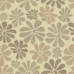  Seamless Retro Linen Daisy Multicolor Pattern
