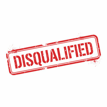 A red rubber stamp with the word "DISQUALIFIED" on a white background, indicating rejection or ineligibility.
