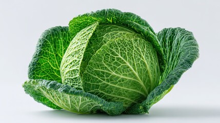 Obraz premium Whole head of green cabbage photographed on a bright white surface