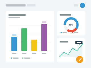 Dashboard analytics overview graph with charts and elements