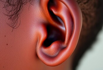 Fototapeta premium Close-up of a dark-skinned earlobe, showing natural texture, realistic, photography