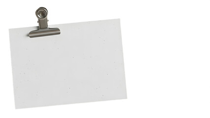 Isolated Blank Paper Card with Metal Binder Clip Mockup