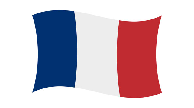 Waving french tricolor flag illustration on white background - Powered by Adobe